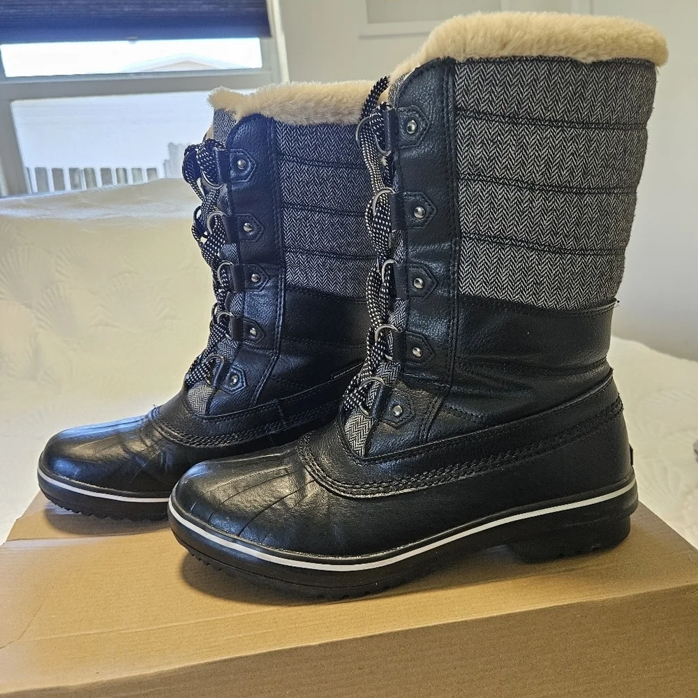 JBU by Jambu Women's Chilly Mid-Calf Boots Faux Leather Faux Fur Lined Size 8